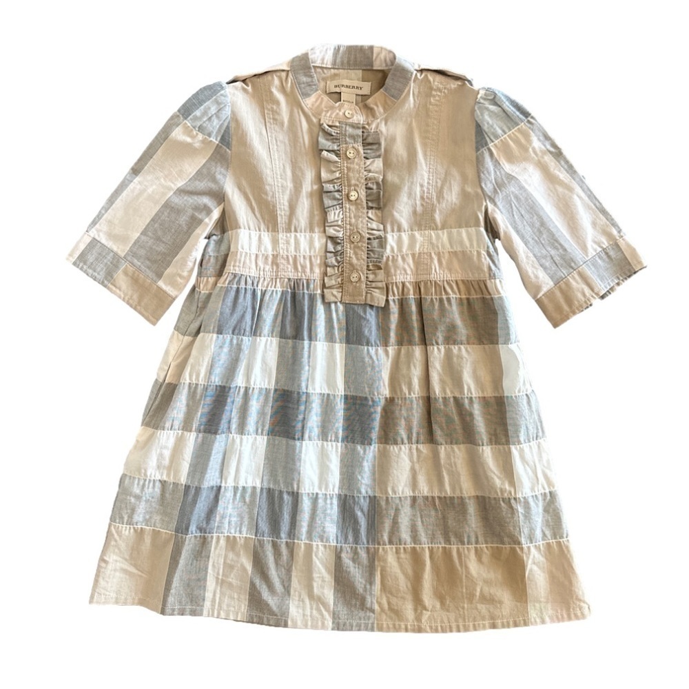 Burberry Plaid Dress with ruffle and button front size 6